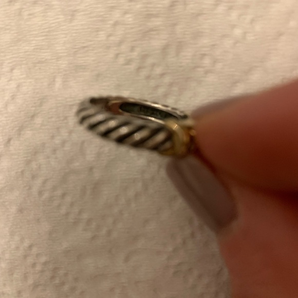 Authentic David Yurman sterling silver and gold trim ring with blue topaz stone. - Picture 5 of 9